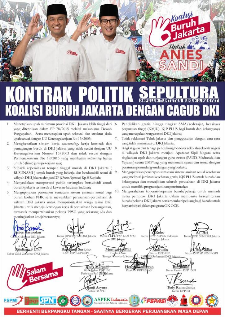 Tagih Janji Anies-Sandi, Buruh Tuntut Upah Naik