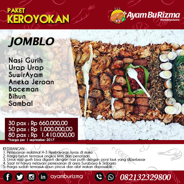 Paket Harga Nasi Keroyokan Murah Surabaya Sidoarjo Ayam Bu Rizma