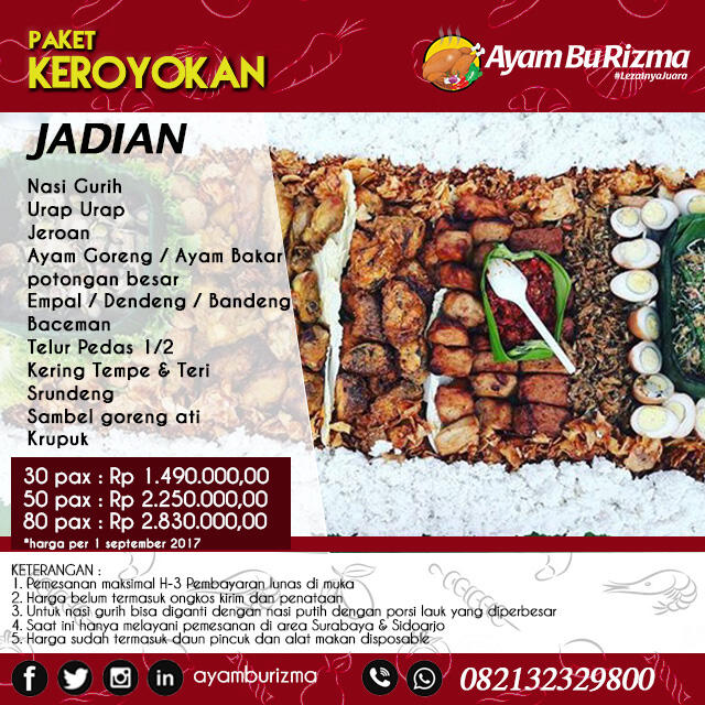 Paket Harga Nasi Keroyokan Murah Surabaya Sidoarjo Ayam Bu Rizma