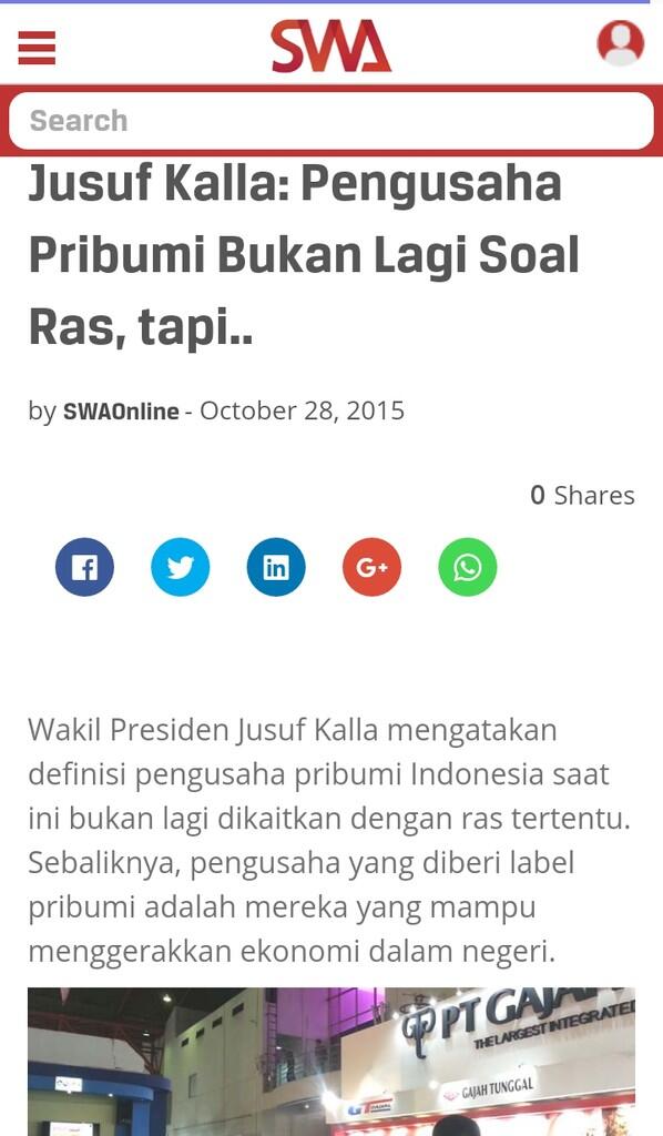 Anies Sebut Pribumi di Pidato Politik, JK Nilai Tak Salah
