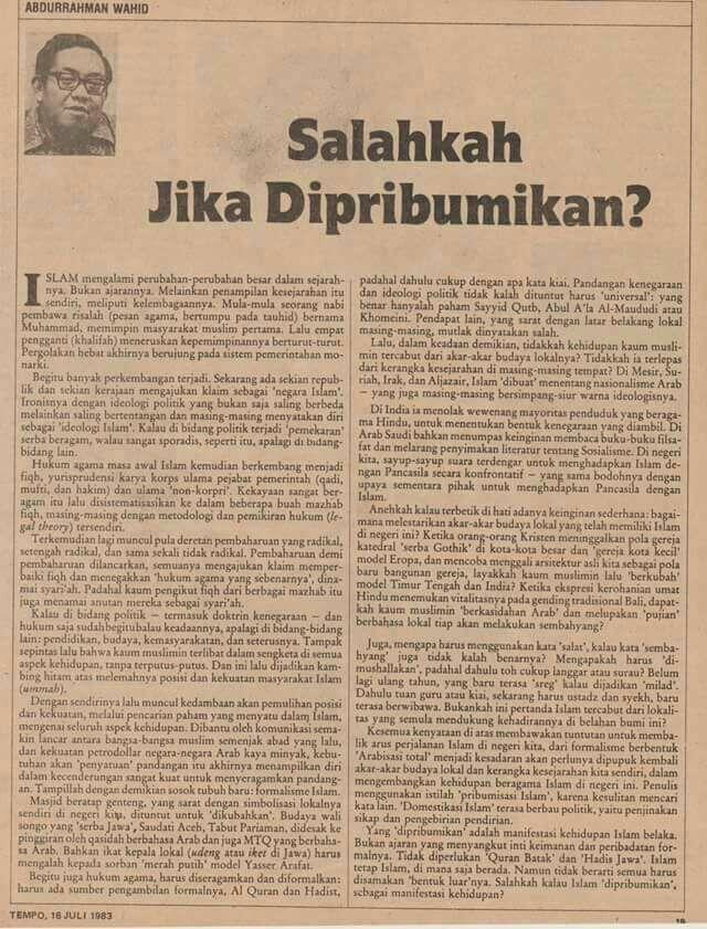 Salahkah Jika Dipribumikan