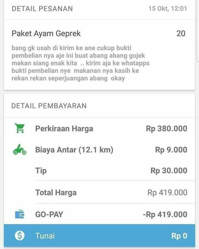 Bukti Masih Banyak Orang Baik Untuk Driver Ojol