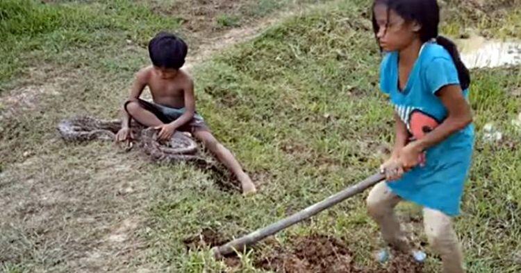 Disaat Kids JAMAN NOW have FUN , ini KID malah adu nyawa with SNAKE !