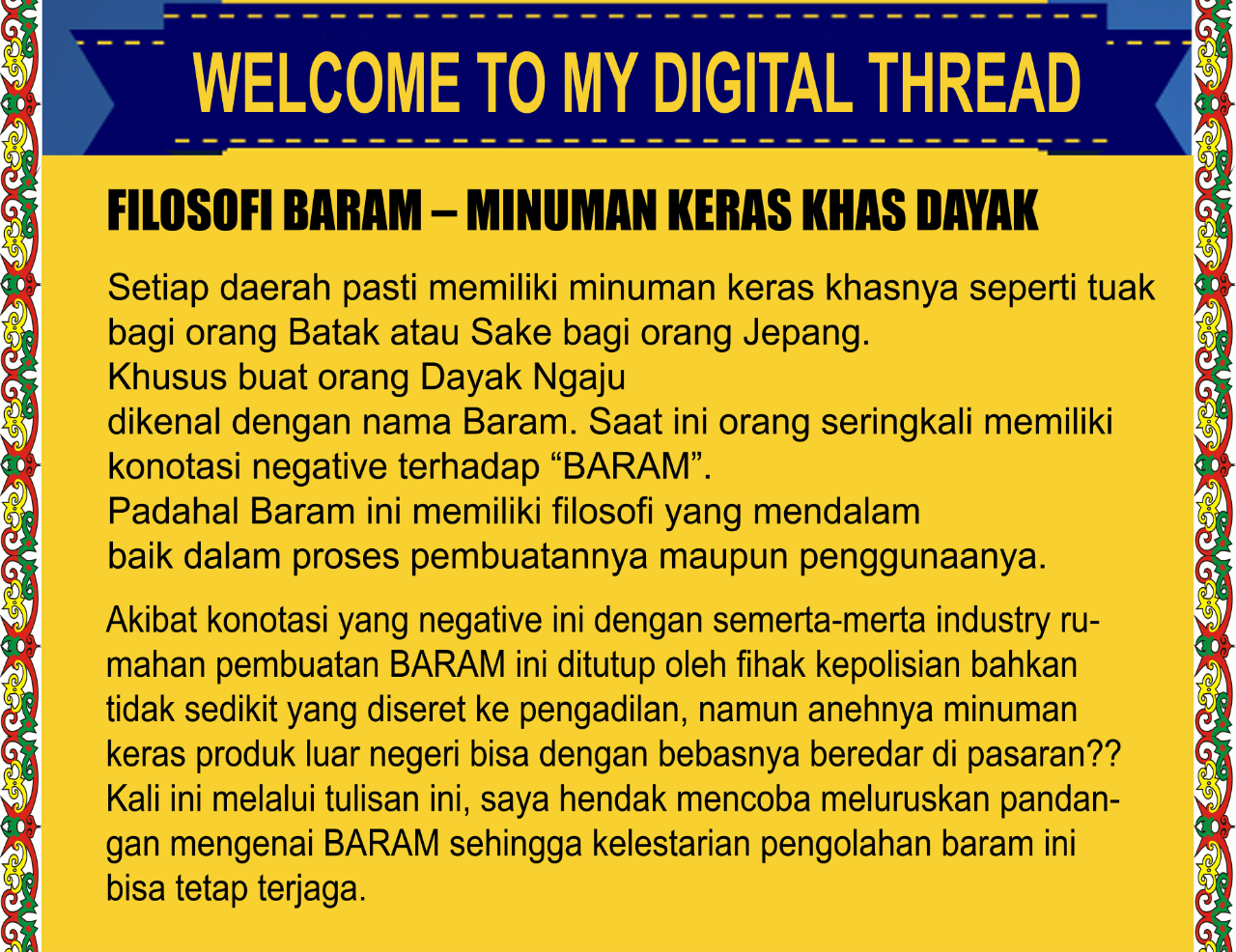 Filosofi MINUMAN Keras Khas adat Dayak (Baram Arak Bahaya)
