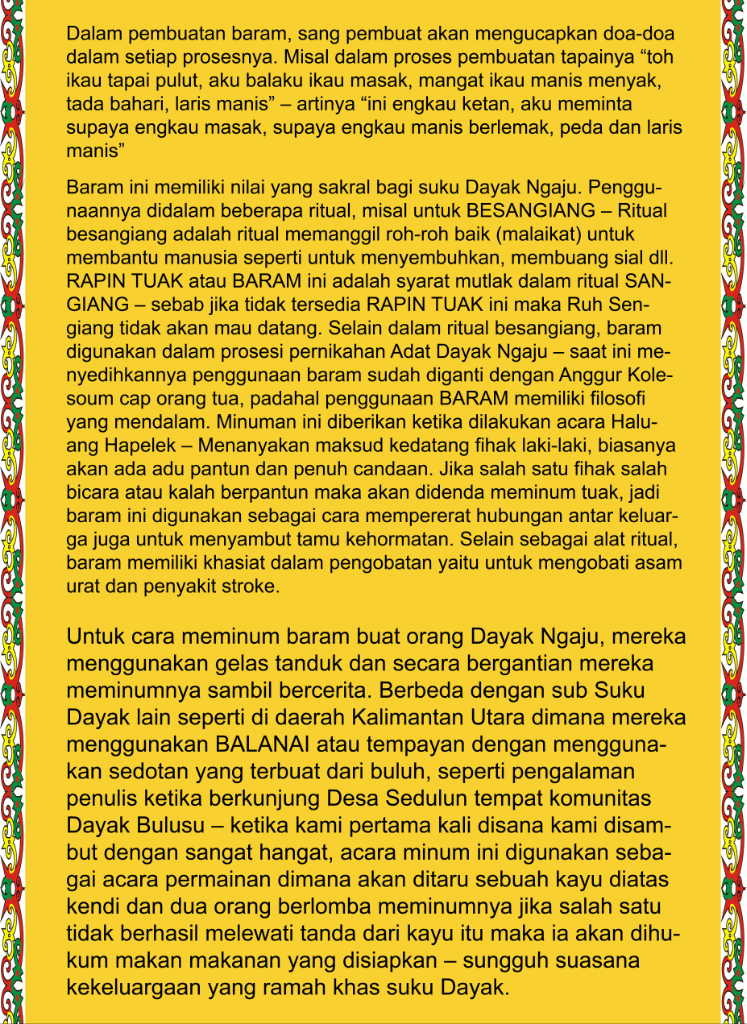 Filosofi MINUMAN Keras Khas adat Dayak (Baram Arak Bahaya)