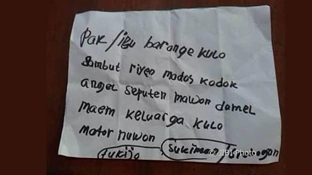 Kesulitan Mencari Kodok, Melalui Secarik Kertas Maling Ini Izin Mencuri