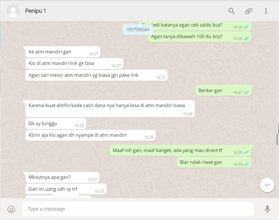 REKAMAN MODUS PENIPUAN E-CASH, 3 PENIPU DALAM 1 HARI (pengalaman pribadi)