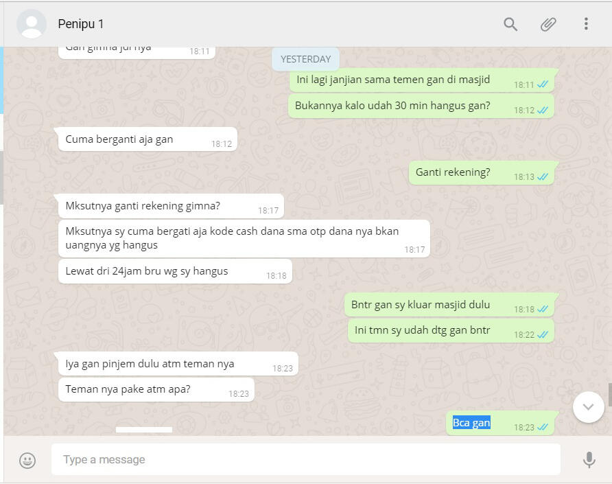 REKAMAN MODUS PENIPUAN E-CASH, 3 PENIPU DALAM 1 HARI (pengalaman pribadi)