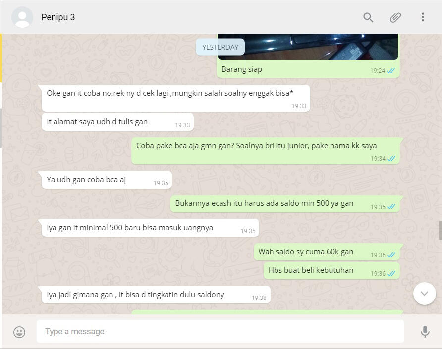 REKAMAN MODUS PENIPUAN E-CASH, 3 PENIPU DALAM 1 HARI (pengalaman pribadi)