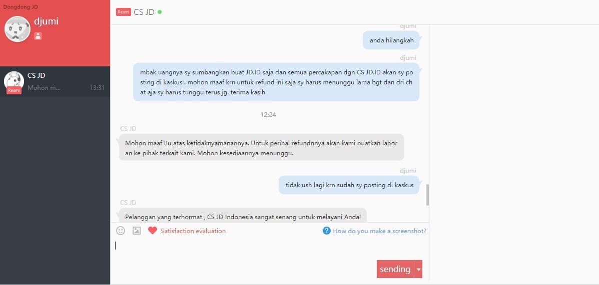 Refund di JD.ID ribet dan tidak jelas 