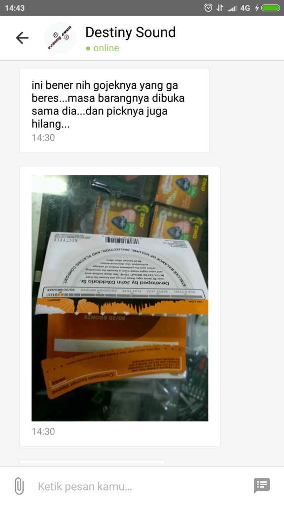 Gosend barang ga dikirim .. di cancel pakcing di rusak isi diambil 