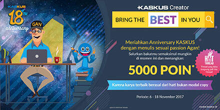 KASKUS Creator Spesial Ulang Tahun, Dapetin Bonus 5000 Poin, Gan!