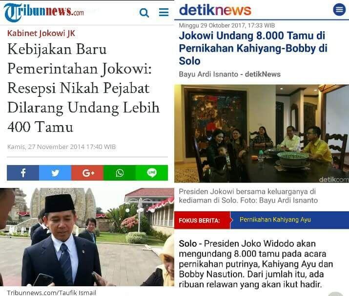 Larang Pejabat Undang 400 Tamu, Jokowi Malah Undang 8000 Tamu di Pernikahan Kahiyang