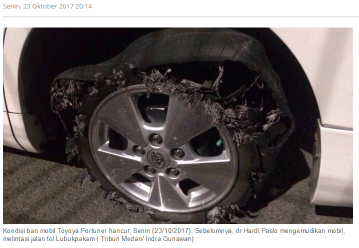 TEROR: Awas, lewat Jalan Tol Kualanamu! Ban Mobil Anda Bisa Hancur seperti Ini