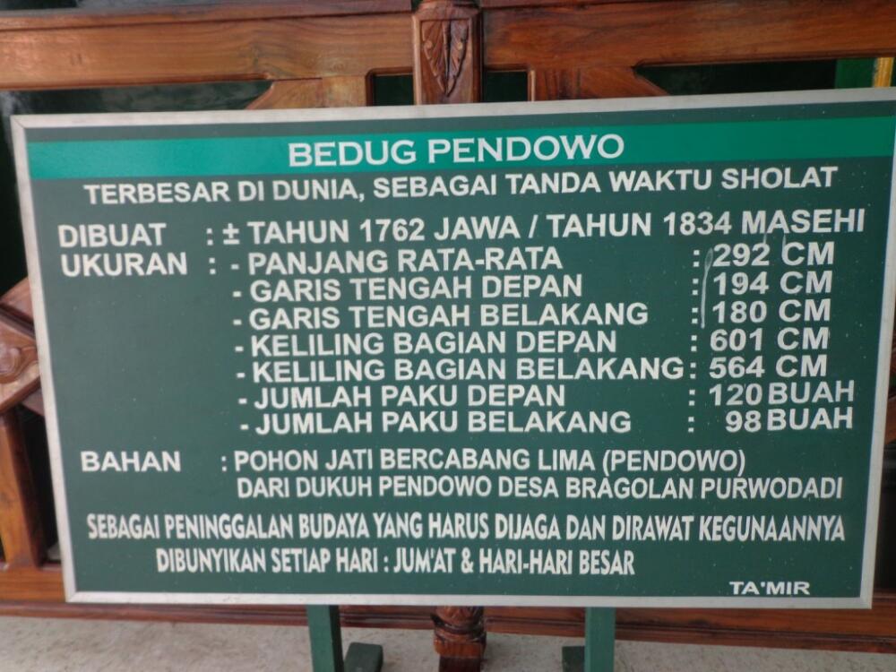 Wow, Ternyata Bedug Terbesar di Dunia Ada di Masjid Agung Purworejo