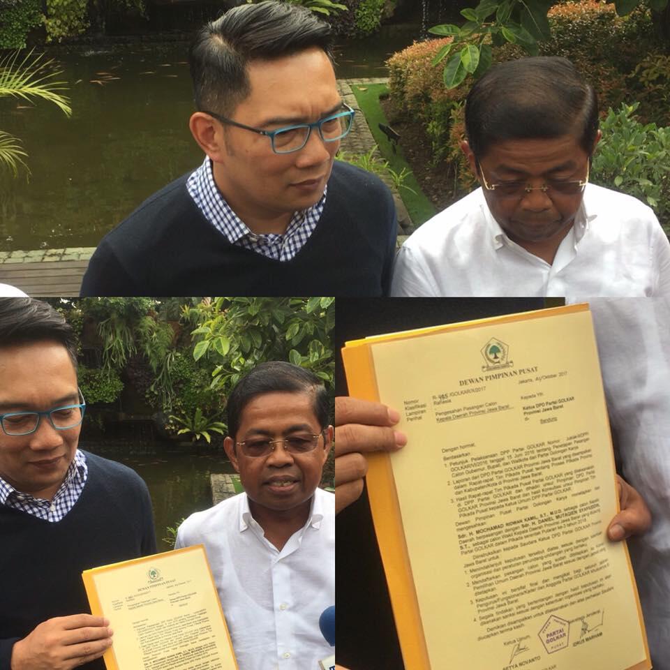 RESMI! Telah diserahkan mandat Golkar untuk Pilkada Jawa Barat kepada Ridwan Kamil