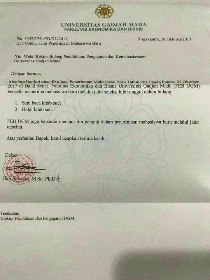 Dosen UGM Bantah Bikin Tulisan Soal Jalur Penghafal Kitab Suci
