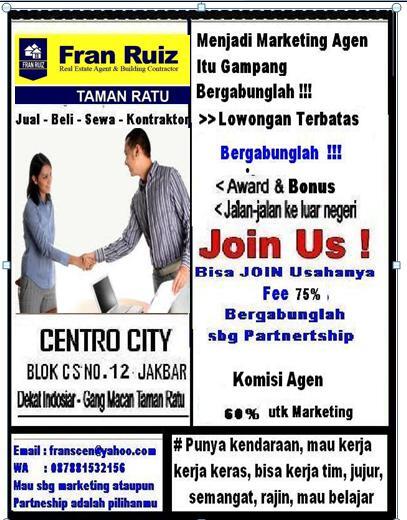 Lowongan Kerja ..sbg Marketing Agen Properti..jakarta barat