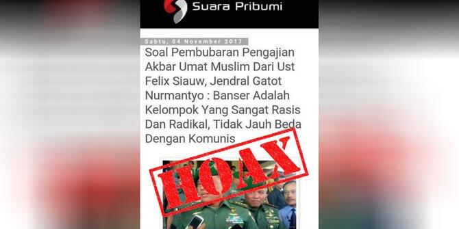 TNI akan buru situs hoax yang benturkan Panglima dengan Banser