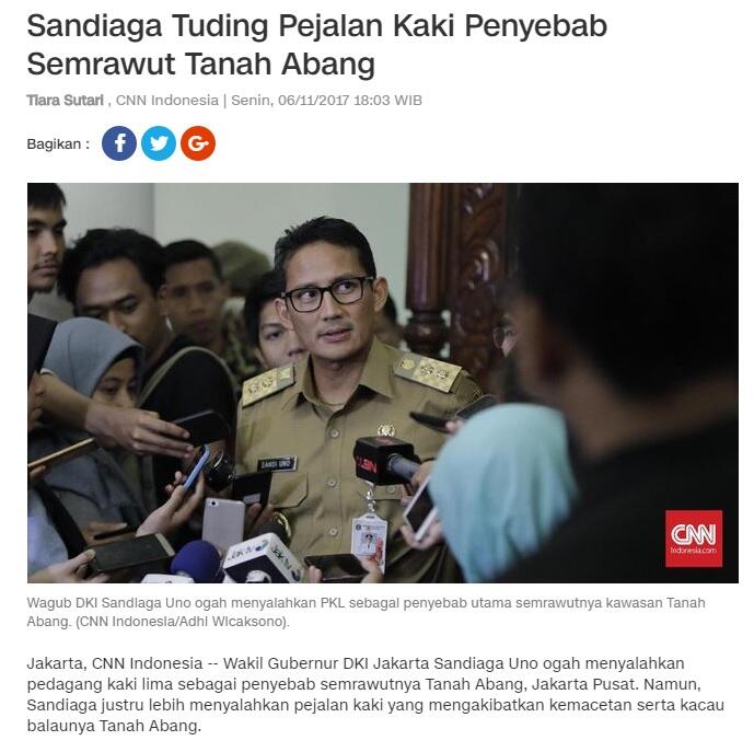 Sandiaga : Pejalan Kaki Harus Dimuliakan