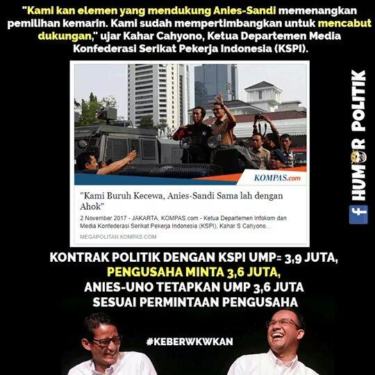 Serikat Buruh Nobatkan Anies-Sandi Jadi 'Bapak Upah Murah'