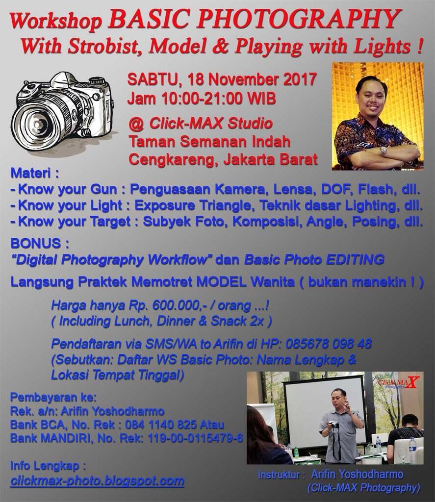 Workshop BASIC PHOTOGRAPHY With Strobist & Model, Jakarta, MINGGU, 19