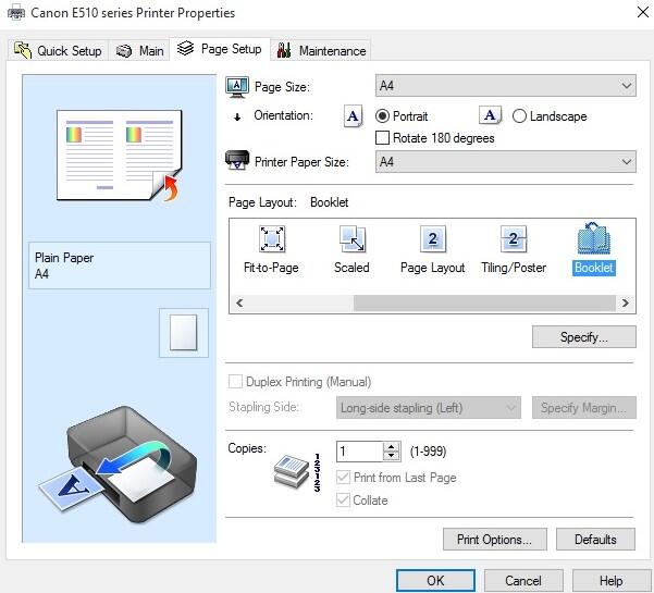 NGE-PRINT BUKU DENGAN SETTING “BOOK”