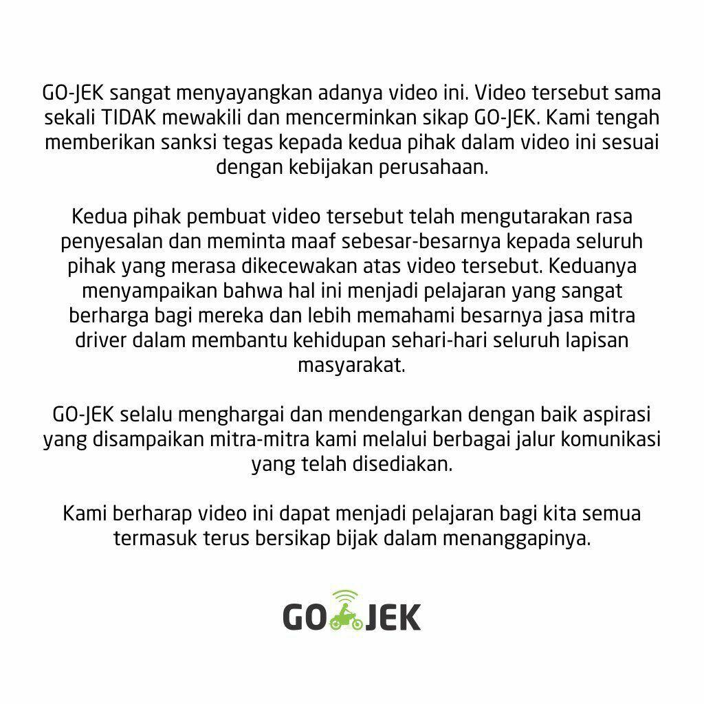 Go Jek Sanksi 2 Staf Yang Bikin Video Nobar Demo Driver KASKUS