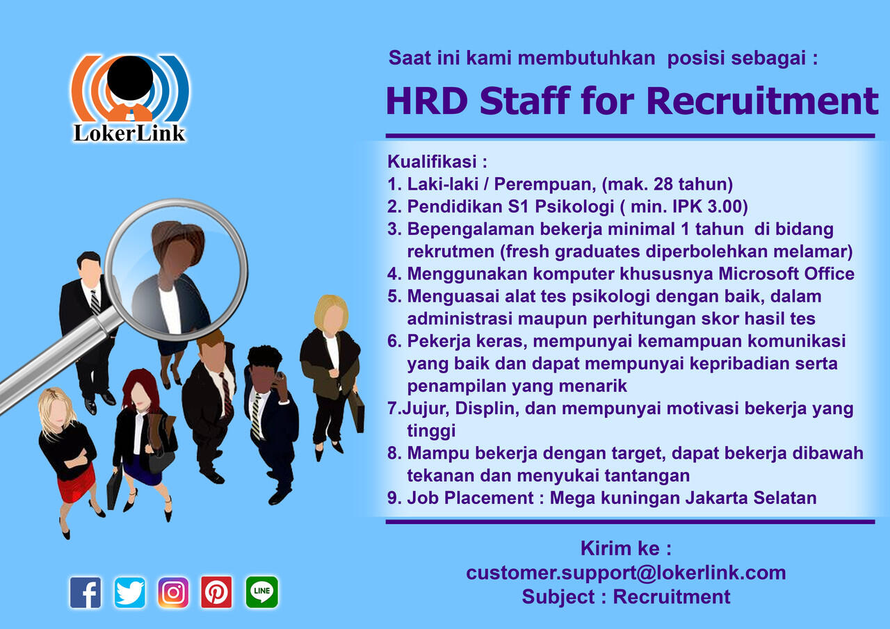HRD Staff For Recruitment (Job Vacancy) - JAKARTA