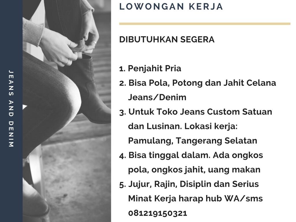 Lowongan Kerja Penjahit Jeans KASKUS