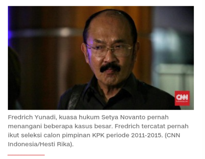 Fredrich Yunadi, Pembela Setnov Yang Gagal Jadi Pimpinan KPK