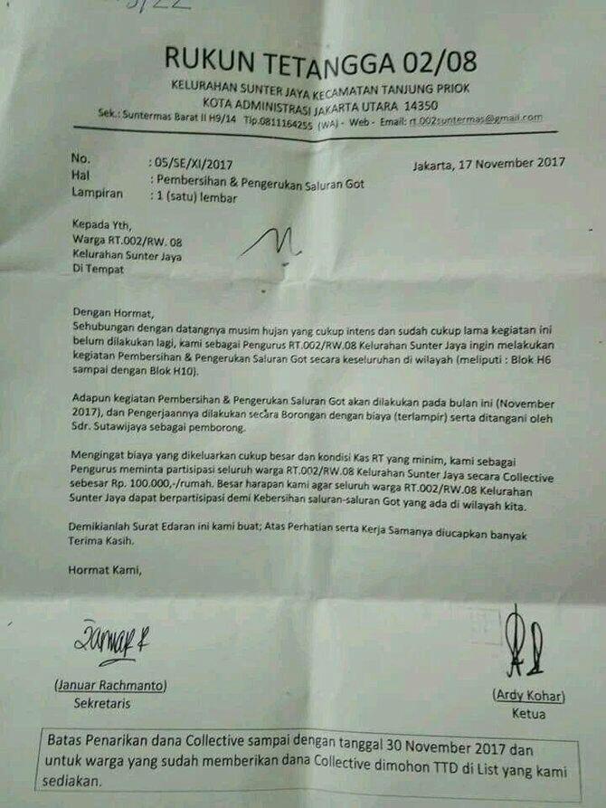 Sandi anggap sah saja RT di Sunter pungut uang bersihkan got Rp 100 ribu