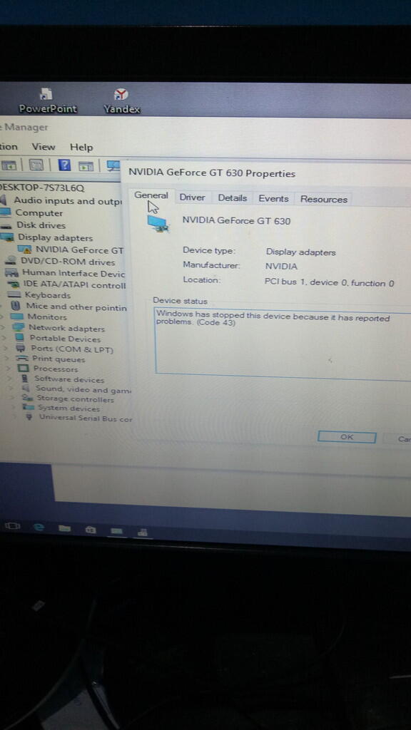 GeForce GT 630 not responding?