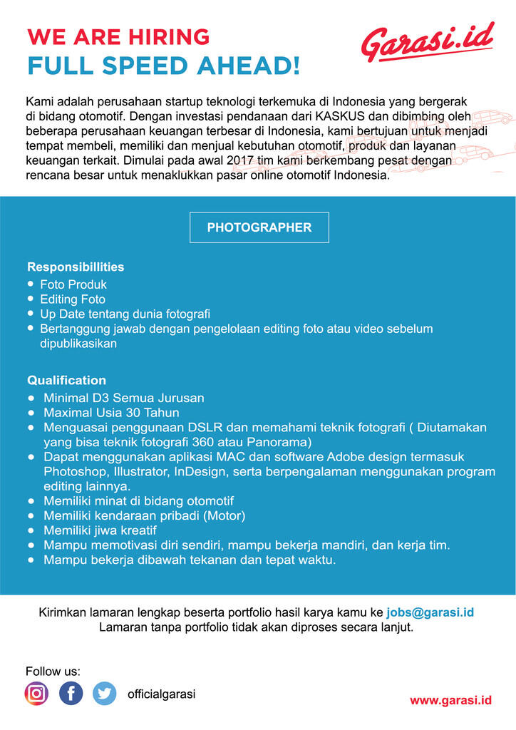 Lowongan Kerja Photografer