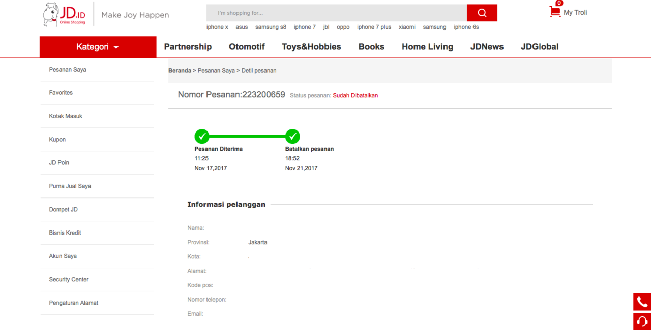 JD.id Pengiriman mengecewakan