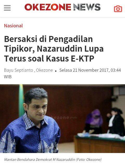 Bersaksi di Pengadilan Tipikor, Nazaruddin Lupa Terus soal Kasus E-KTP