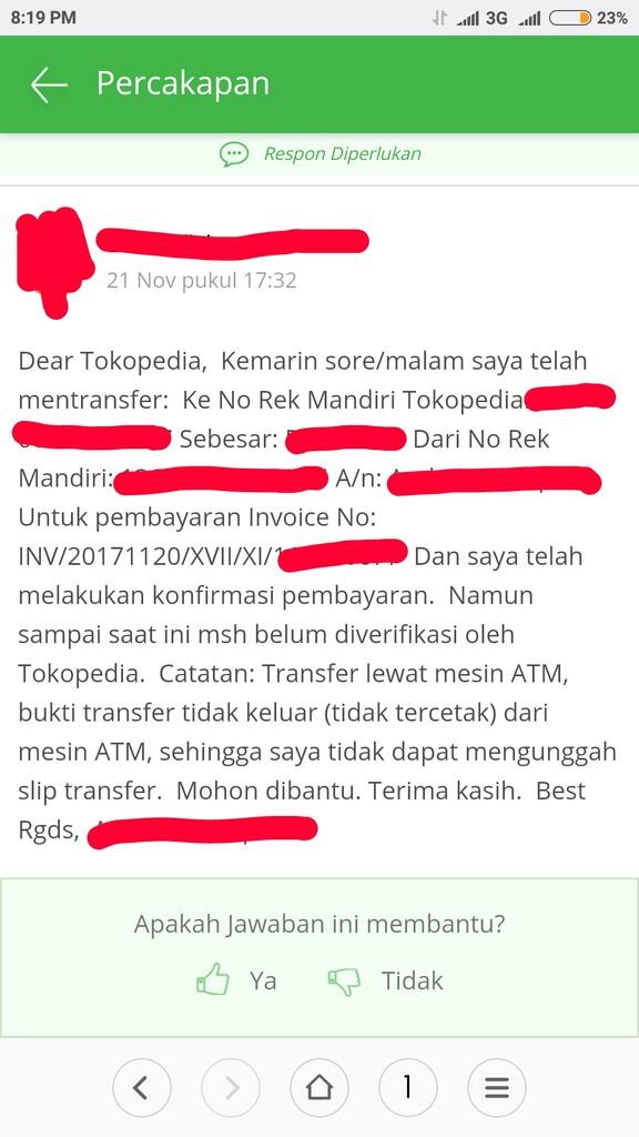 Hati2 transfer dana ke Tokopedia (Toped)