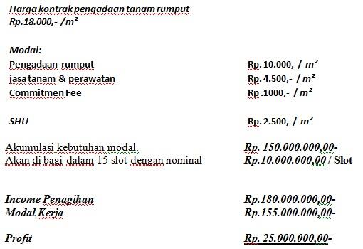 Project Penanaman Rumput Ruas Jalan Tol Trans Sumatra Profit 10%.