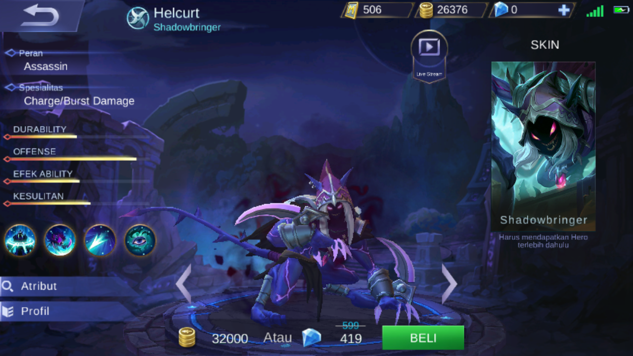 Riview Helcurt Mobile Legend, Assassin Yang Mampu Mengalahkan Musuh Tanpa Terlihat