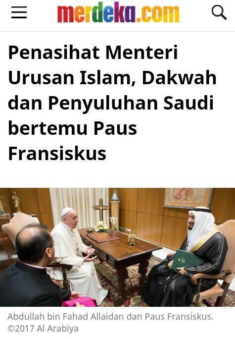 Penasihat Menteri Urusan Islam, Dakwah dan Penyuluhan Saudi bertemu Paus Fransiskus