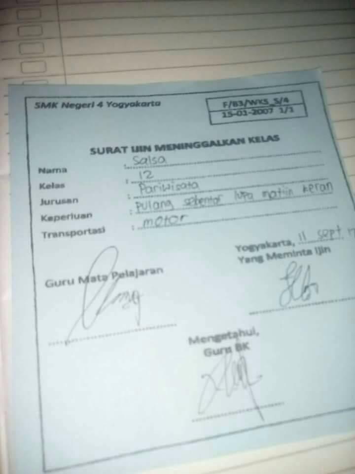 8 Surat izin tak masuk sekolah ini isinya bikin ketawa ngakak