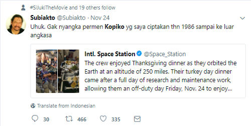 Lagi Viral, Gan! Astronot Bawa Permen Kopiko ke Luar Angkasa!