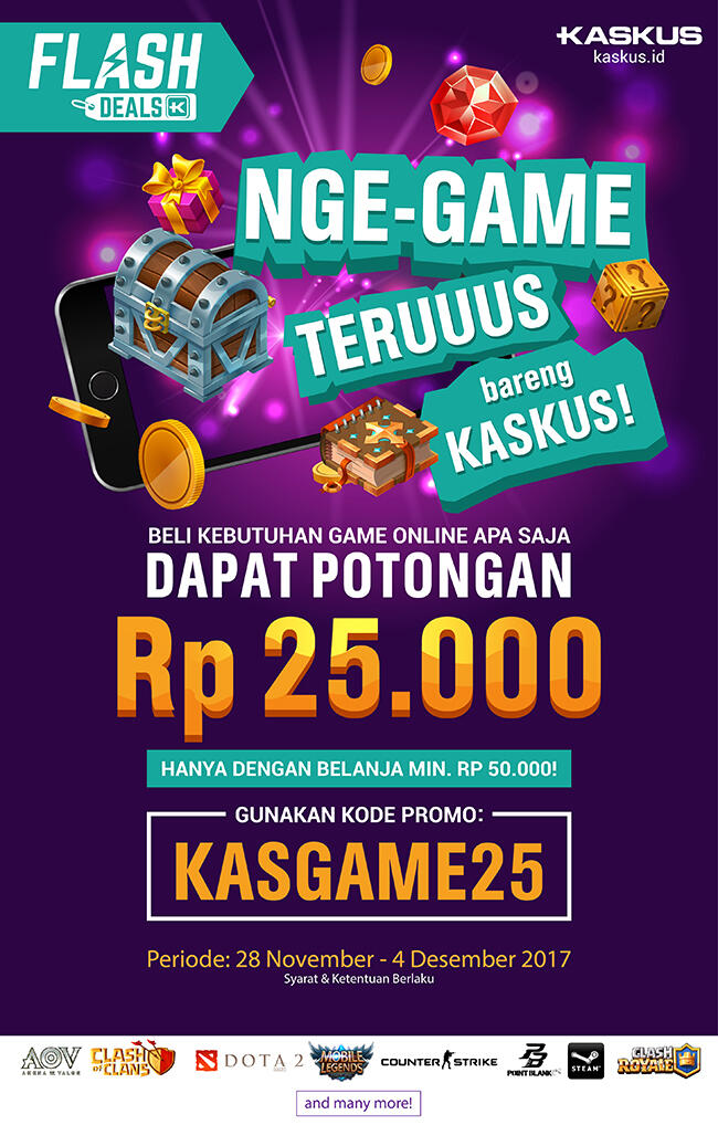 Beli Kebutuhan Games Pakai Kode Promo KASGAME25, Dapetin Potongan Rp25.000!