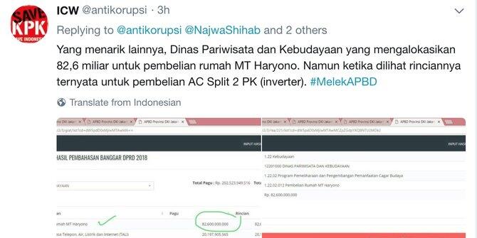 Pembelian rumah MT Haryono Rp 82 M tapi tertulis untuk beli AC