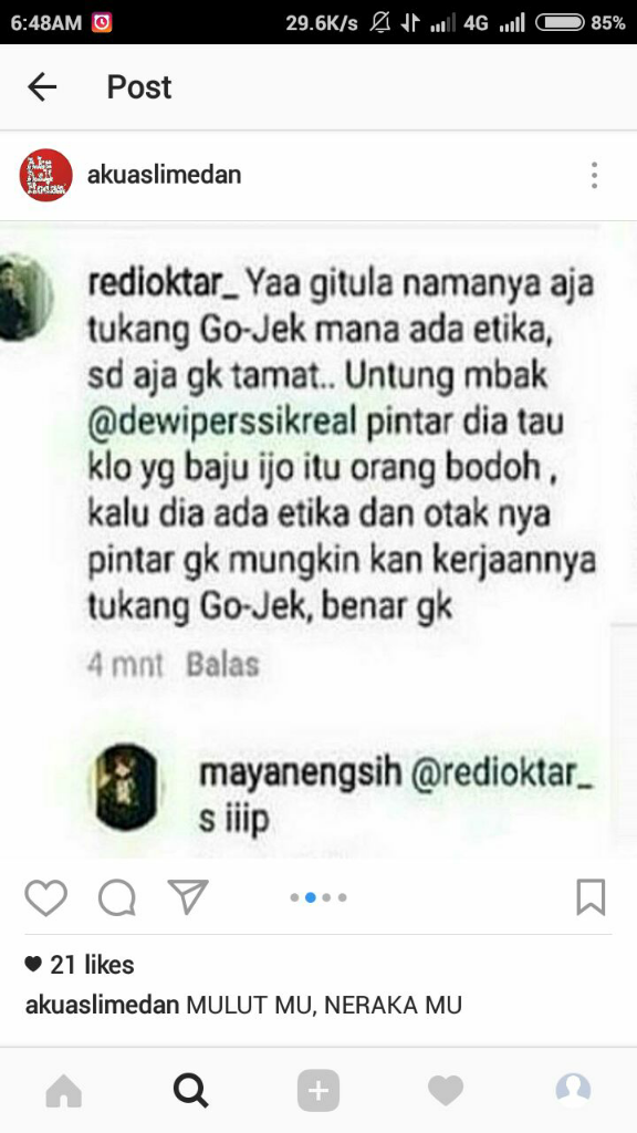 Hina di Instagram, Mahasiswa Redi Minta Maaf ke Ratusan Ojek Online