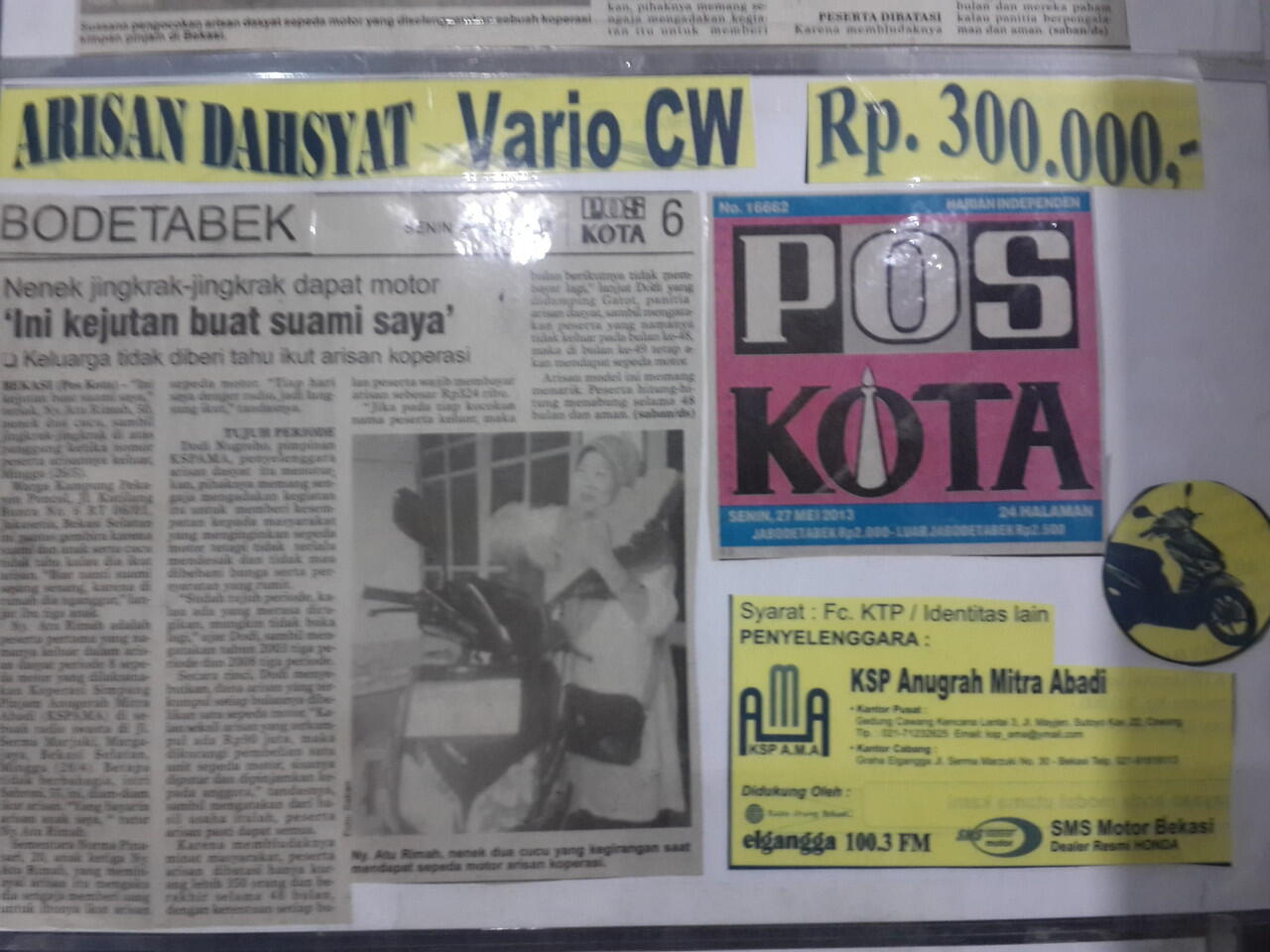 Arisan KSP Anugrah Mitra Abadi,cuman 390 ribu,agan” bisa dapet Motor Vario!! 