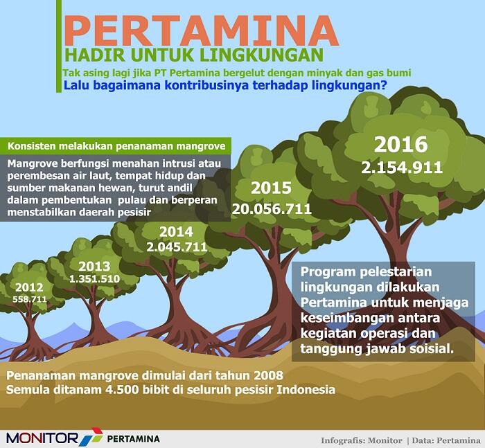&#91;Infografis&#93; Hingga 2016, Pertamina Telah Tanam Jutaan Mangrove di Tepi Pantai Indone
