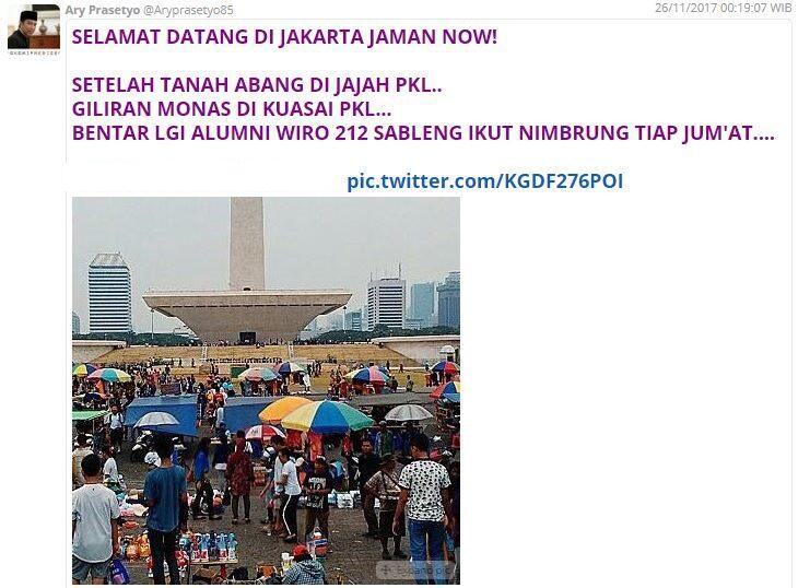 Beredar Foto Monas Kembali Dikuasai PKL, Kejadian Sebenarnya Bungkam Tukang Nyinyir