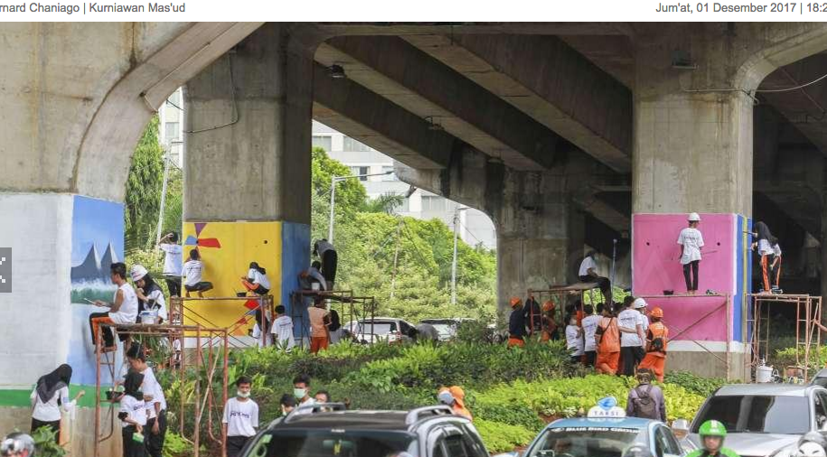 Melukis Mural Tiang JLNT Kasablanka