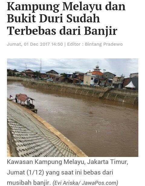 Kampung Melayu dan Bukit Duri Sudah Terbebas dari Banjir